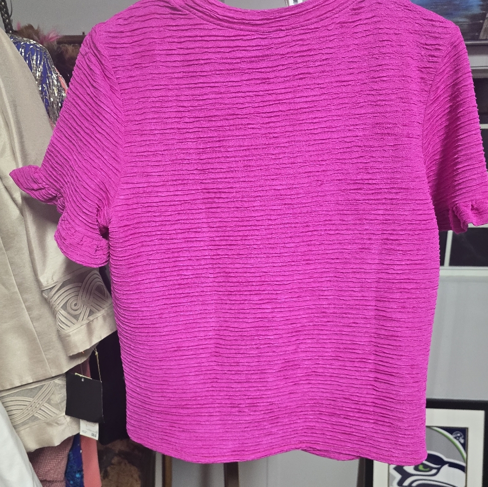 SHEIN Fuchsia Textured Blouse - Picture 3 of 3